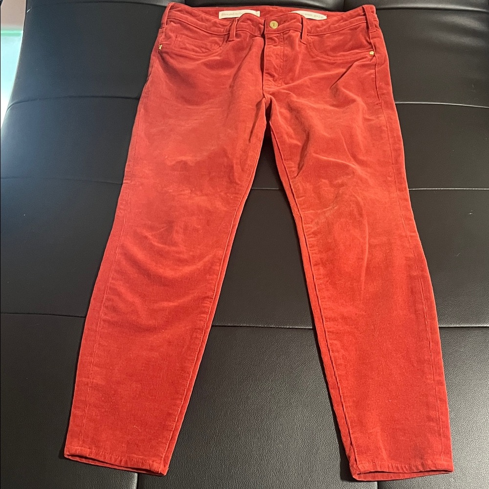 Pilcro and the Letterpress Rust Colored Skinny Corduroy Pants